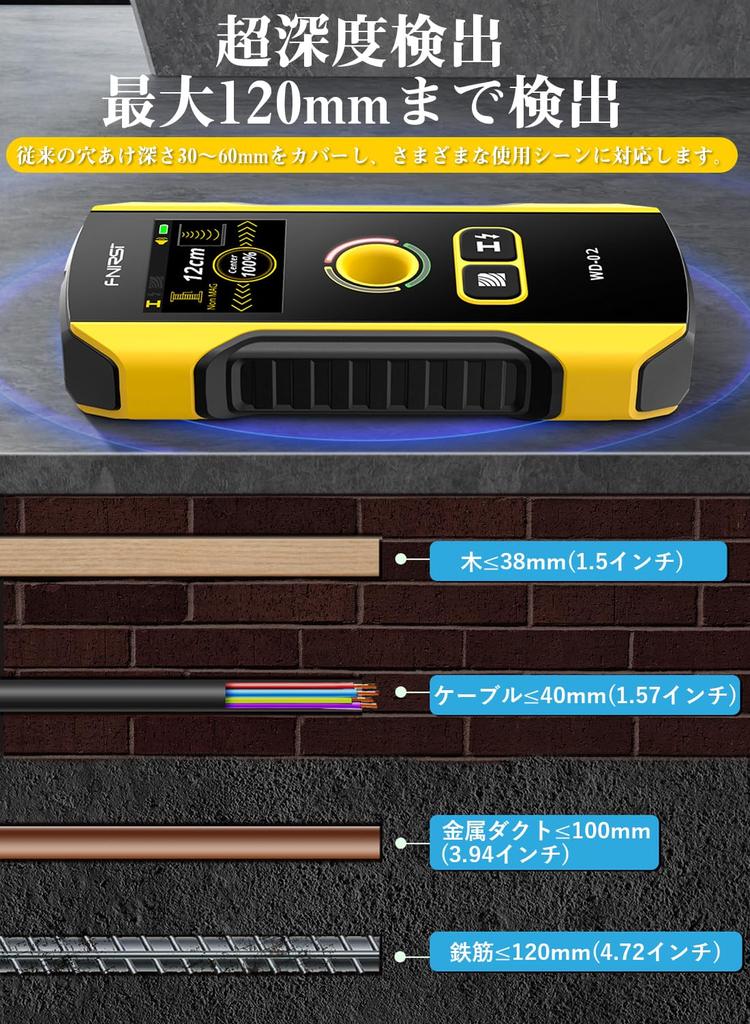 KKYOYRE Wall Wall Substrate Substrate Bidirectional High High Pillar Detects AC and Live Wire Detection Japanese Language Support Detector, Detector,