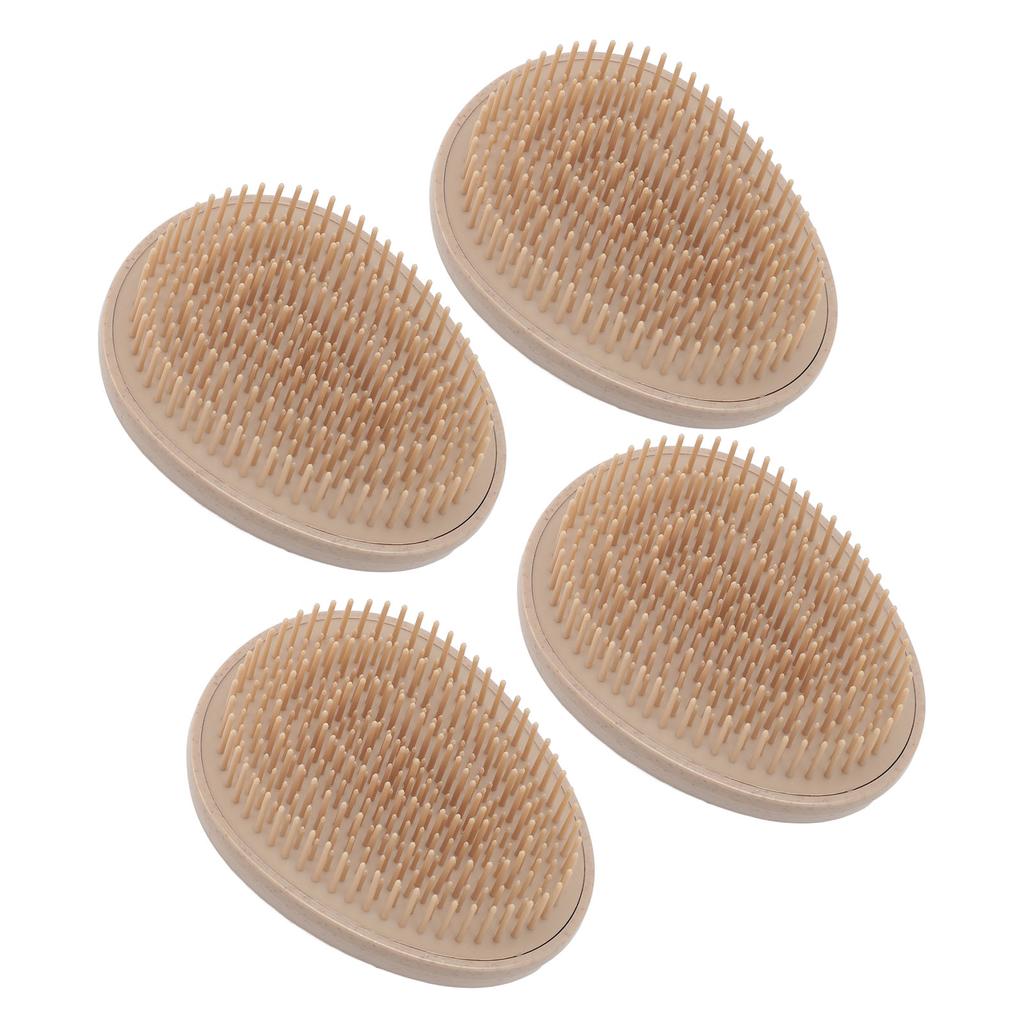 4Pcs Detangling Hairbrush Wheat Straw Soft Teeth Round Handle Dry Wet Scalp Massaging Hair Comb