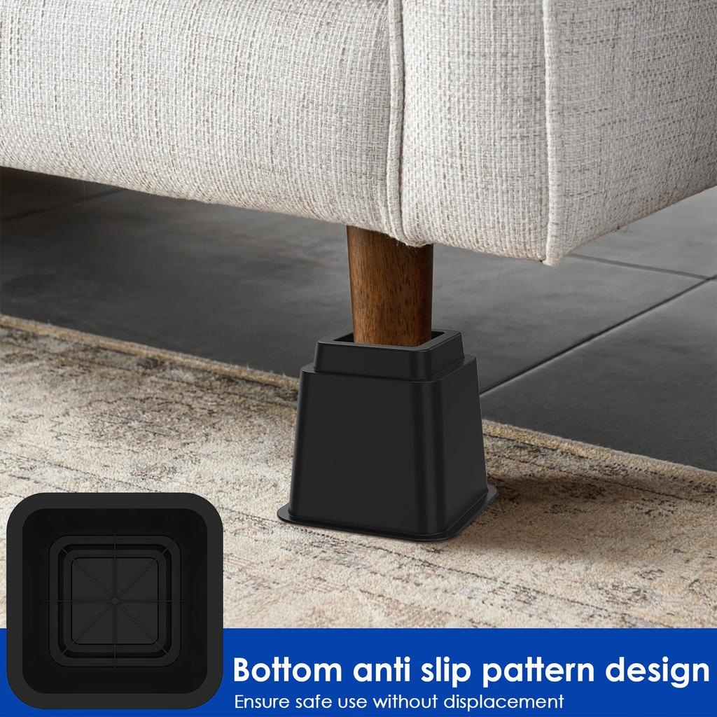 6 Stück Möbel-Erhöher Schwerlast Sofa-Erhöher Rutschfester Boden Verstellbare Tisch-Erhöher Stapelbarer Bett-Lifter Möbelzubehör