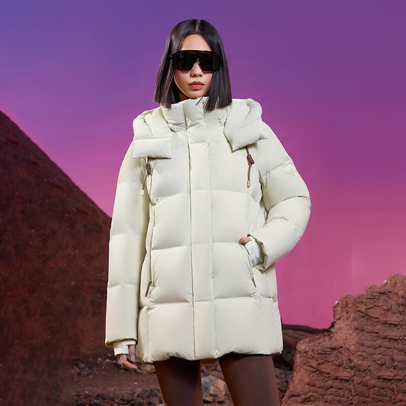 Yalu Women's Thickened 95% Duck Down Mid-length Hooded Jacket