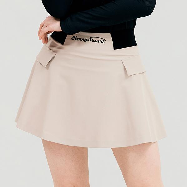 Henry Stuart Women'S Wide-Banding Flare Skirt Beige