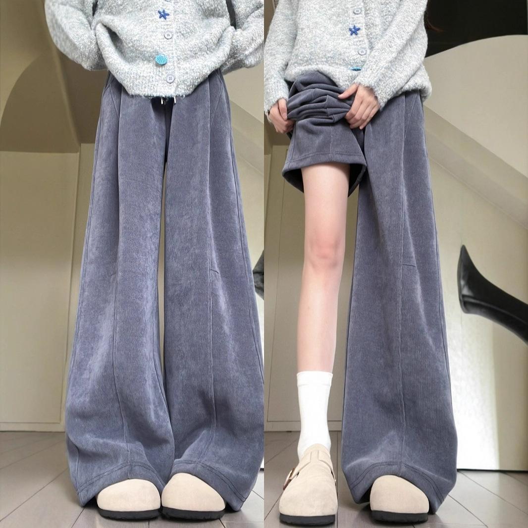

Women s High-Waisted Pink Corduroy Wide-Leg Pants - Autumn/Winter 2025 Slimming Casual Plus Velvet Sweatpants XL