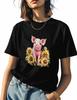 T Shirts for Women Graphic Tees Cute Pink Pig Crew Neck Short Sleeve Shirts for Women Sunflower Casual T-Shirt