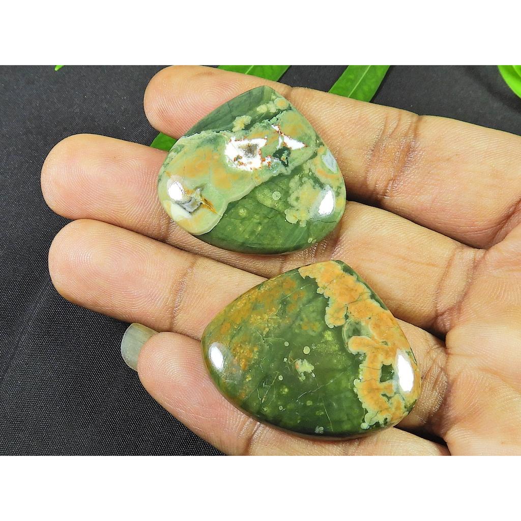 34-37MM Natural Rhyolite?Pear Shape 2Pcs Cabochon Loose Gemstone 99Cts. SK-4212