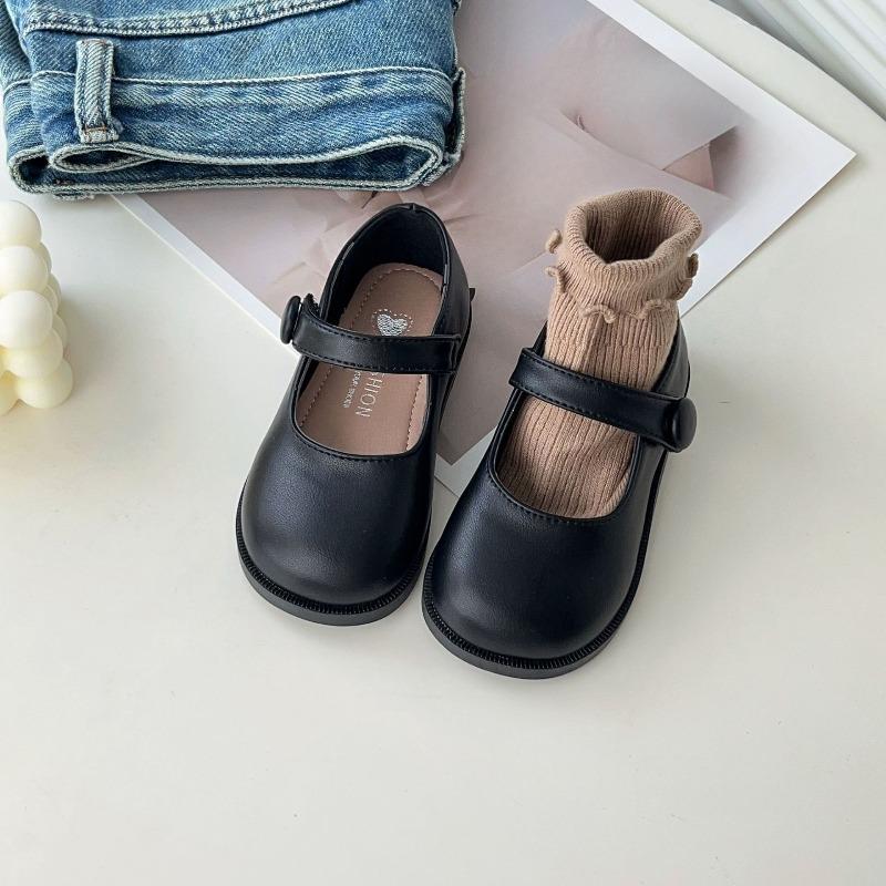 

Anti-slip Leather Shoes with Soft Soles, New Style, Shoe with Round Toe, Girls Single Shoes 23 чёрный