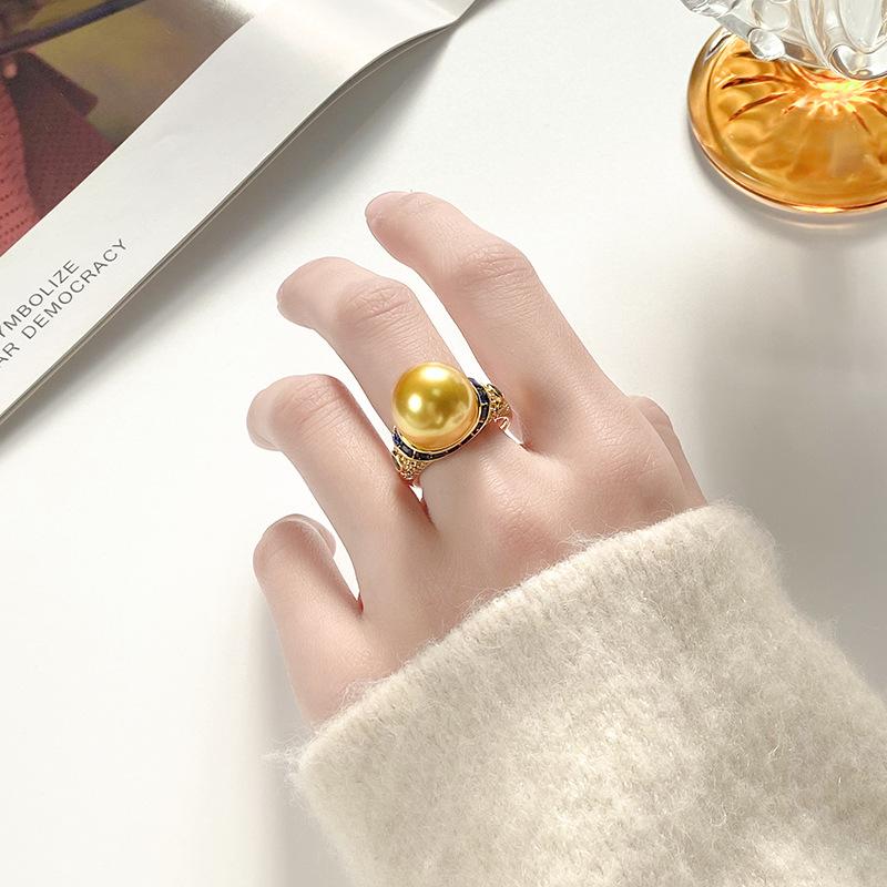 Autumn And Winter Jewelry Copper Plating Inlay Imitation Pearl Retro Women'S Ring 14Mm