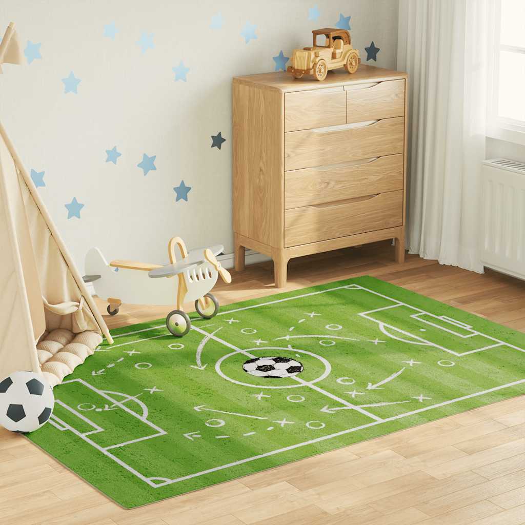 vidaXL Kinderteppich Grün 160x230 cm Fußballfeld Waschbar grün
