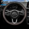 NEW For Mazda 2 3 5 6 CX-4 CX-5CX-7CX-8CX-30CX-50 MX5 Miata RX-7 RX-8 Axela Atenza Car Carbon Fiber Leather Steering Wheel Cover