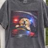 Funny Dog Driving T-Shirt, Pet Lover Gift, Retro Dog Unhinged Quirky Meme Trendy Shirt