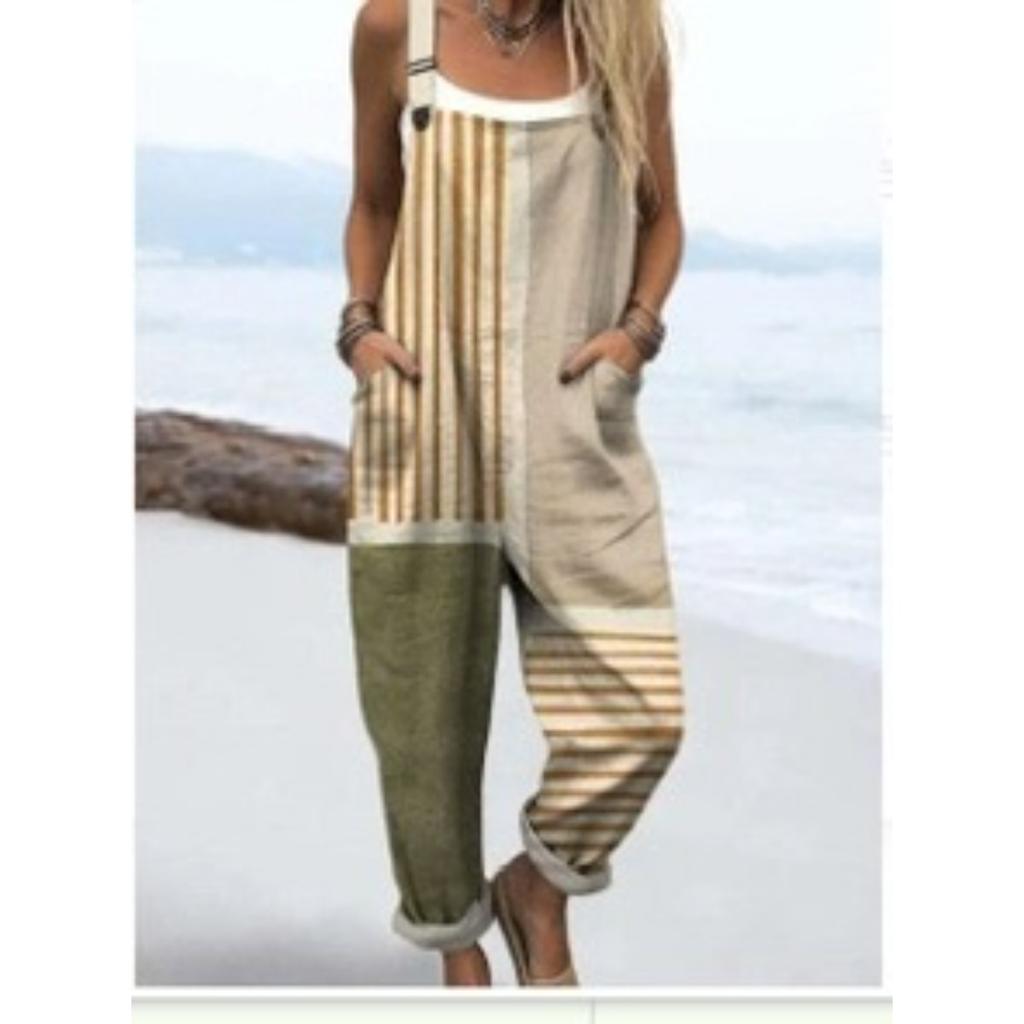 VIONA Modischer Jumpsuit, Geknöpfter Latzhose Casual Jumpsuit, Digital 3D Bedruckter Jumpsuit, Sommer Leichte Baumwolle Overalls