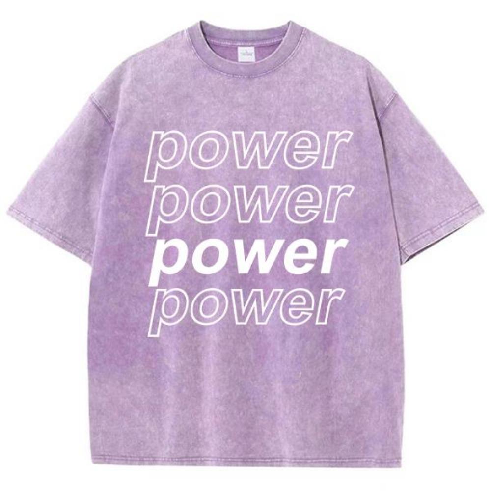 Power Art Font Design Print T Shirts Men Cotton Leisure T-Shirt Design Oversized T-Shirts Loose Fitting Short Sleeved