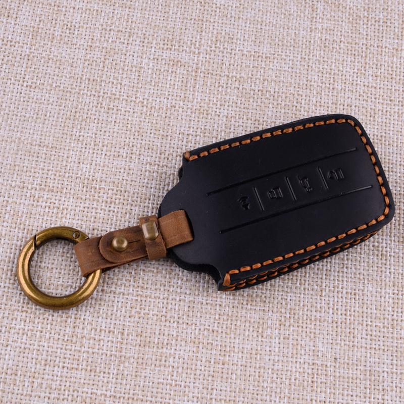 Car Key Fob Cover Case Keyring Protective Bag Fit for Great Wall WEY Tank 300 GT Black PU Leather