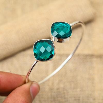 Fantastic Indicolite Gemstone Handmade 925 Solid Sterling Silver Adjustable Cuff Jewelry For Her