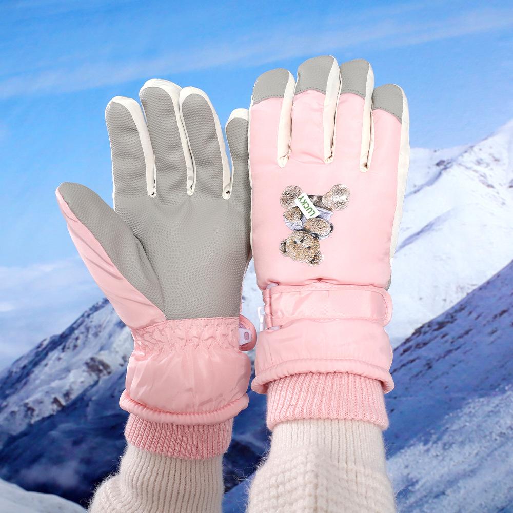 Ji Cute Children's Fun Bear Waterproof Warm Gloves Women's Outdoor Cold-proof Sleeves Men's