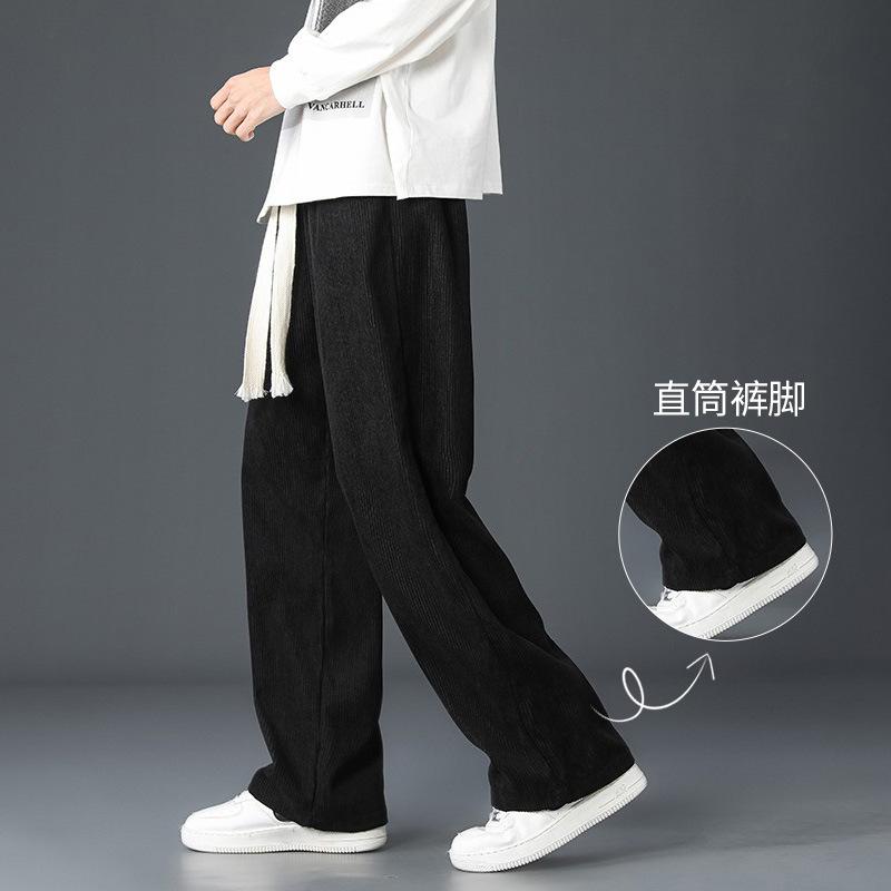 

Winter new men s pants casual pants loose straight corduroy velvet warm wide-leg sports trousers S
