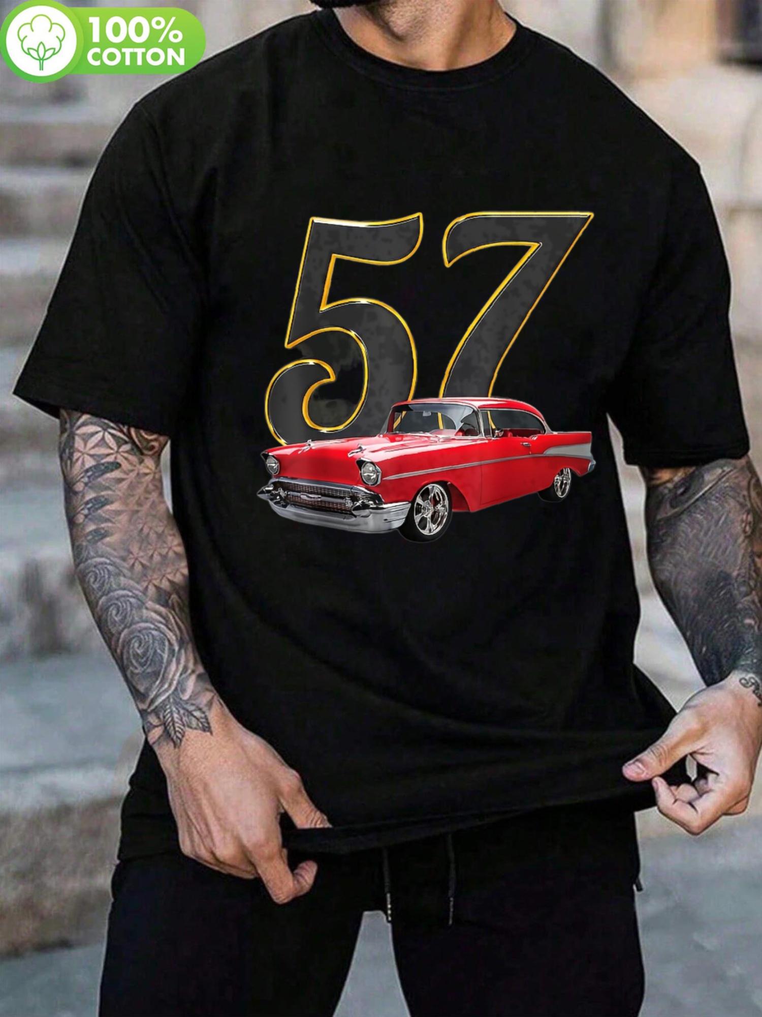 Men S Vintage 1957 Red Car Graphic T-Shirt | Soft M