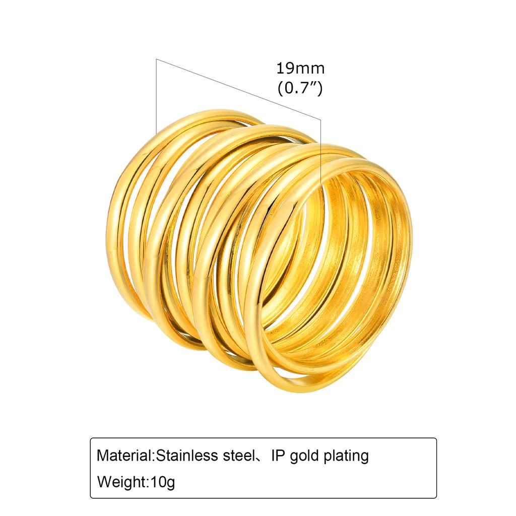 Multilayer Geometric Rings for Couples Vintage Creative Gold Color Ring Party Jewelry Gift Stainless Steel Personalized Design