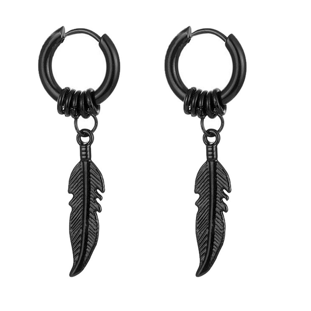 1 Pair Punk Stainless Steel Stud Earrings Black Earrings Set For Men Women Vintage Hip Hop Piercing Ear Fashionable and Minimalist Jewelry