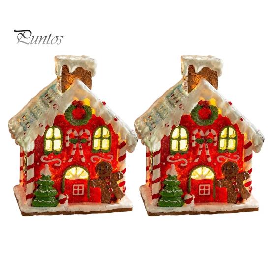 Resin Holiday Home Decor 2Pcs Christmas Train Music Box with Rotating Light, Snow Village Carousel Decorative Ornaments Ornament, Battery/USB Powered
