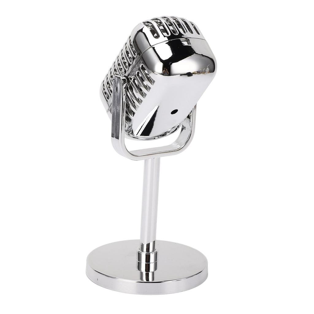 Retro Microphone Props Simulation Classic Fake Vintage Microphone Prop Model for Bar Decoration Electroplated Silver