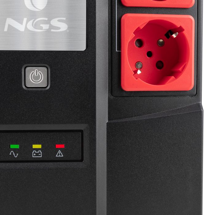 NGS FORTRESSBUNKER - Onduleur SAI/Off Line UPS 600VA 360W (Batterie de Secours 12V/7Ah, 6 Prises avec Protection contre Surtensions)