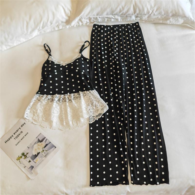 Modal Women's Summer Camisole Pajama Set with Chest Pads - French-Inspired, Sexy, Lightweight Homewear