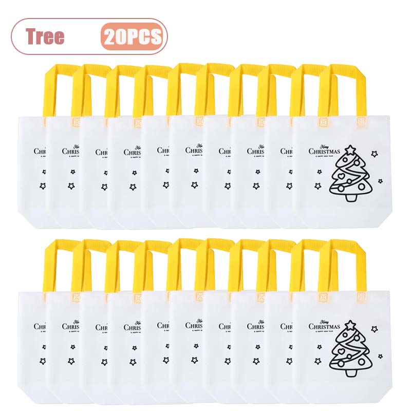 10-40PCS Kids Christmas Diy Painting Tote Bag Cartoon Coloring Reusable Craft Gift Bag Holiday Party Supplies Home Decoration