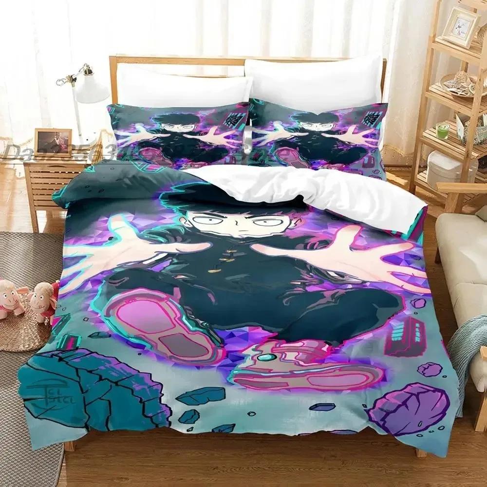 

Комплект постельного белья Mob Psycho 100 Single Twin Full Queen King Size Комплект постельного белья Aldult Boys Bedroom Duvetcover Sets 3D Anime Bed Set EU single(135x200cm)