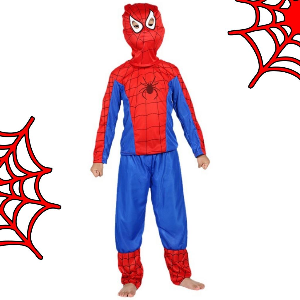 Costume di Spiderman per Carnevale, Costume in Maschera, Maschera di Spider-Man, Bambini 3 in 1 M
