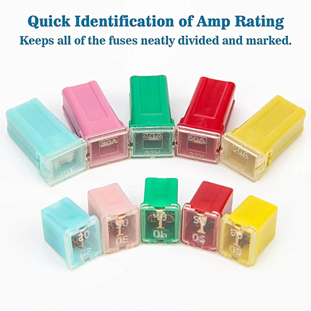 20Pcs Mini Car Fuse Combination Kit Square Fuse 20A 30A 40A 50A 60A AMP Set Automotive Car Fuse With Plastic Box China Mainland
