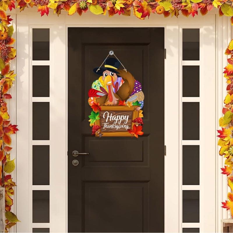 Simple Yet Stylish Thanksgiving Wreath For Front Door Turkey Decoration Door Sign Perfect For Holiday Party Decorations