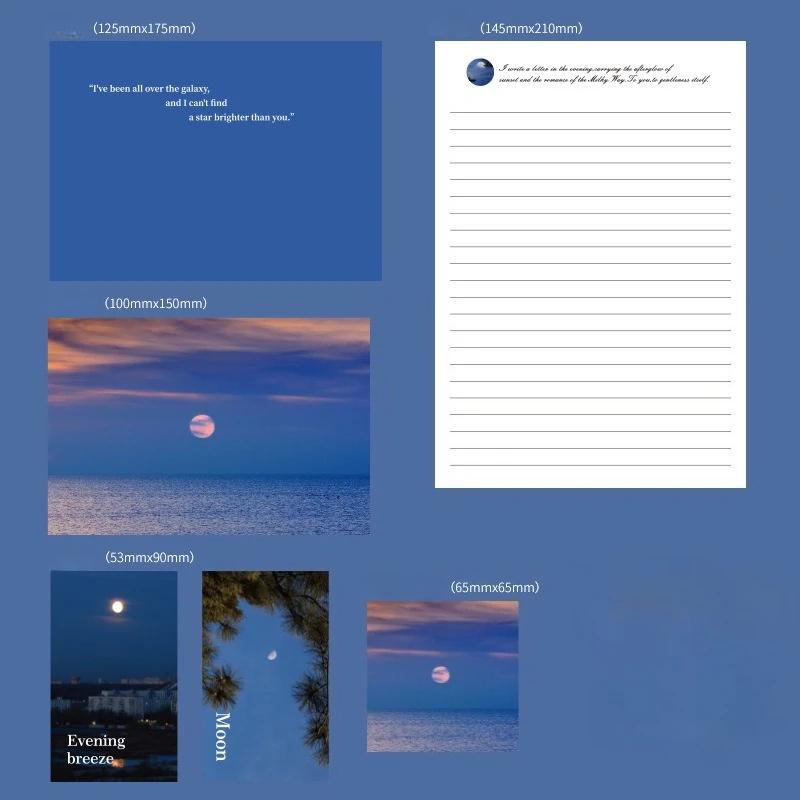 1 Set Aesthetic Vintage Envelopes Letter Paper Kit for Kids INS Casual Beauty Landscape Journal Pack Paper Envelopes Gift