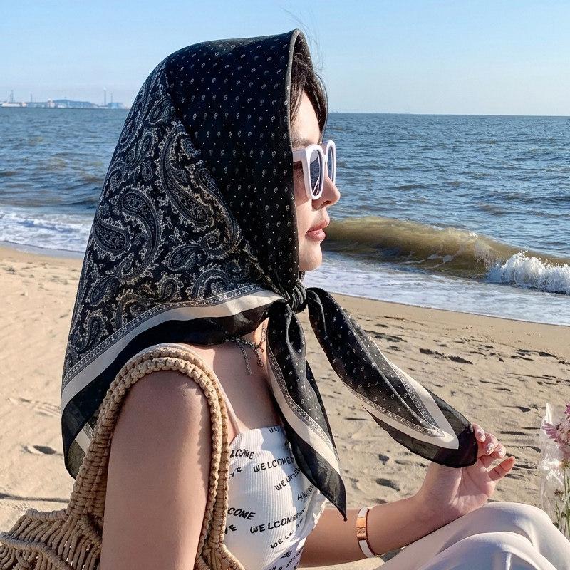 Atmosphere coffee color cashew flower velvet 91 large square scarf women's spring and autumn fashion scarf shawl dual-purpose temperament silk scarf