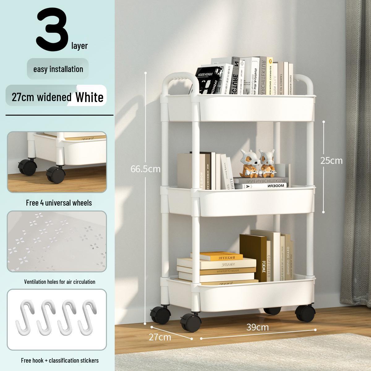 Multi-Layer Mobile Storage Rack for Kitchen, Bedroom, Bathroom, and Living Room