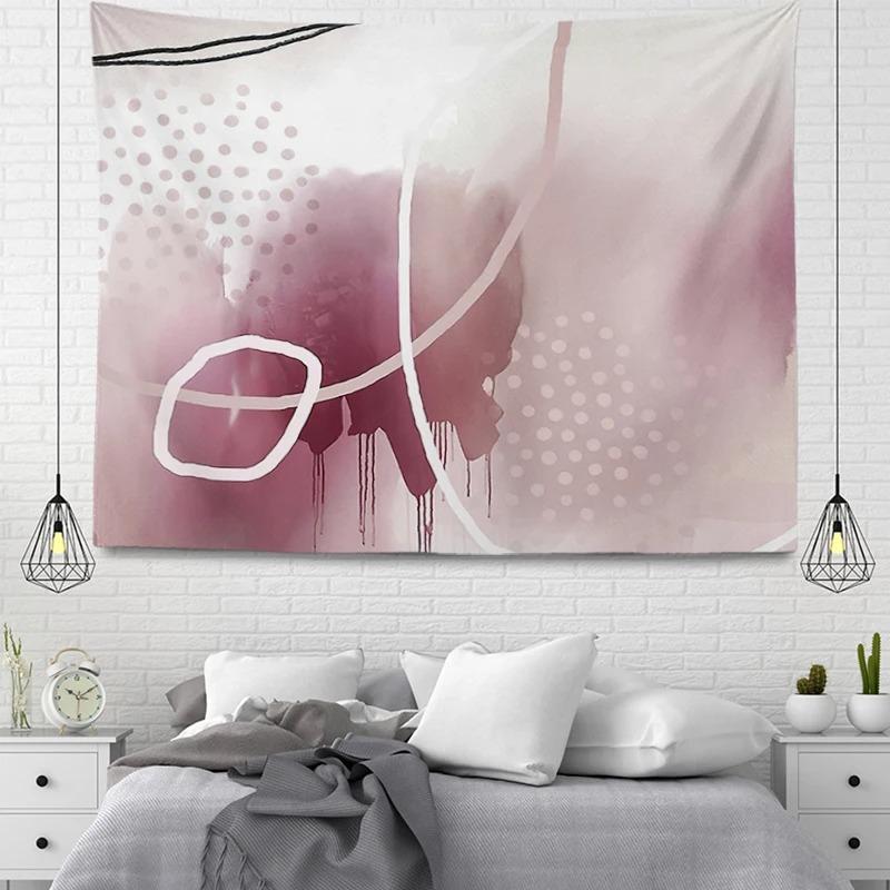 Pink Simple Illustration Decorative Tapestry Home Wall Decoration Office Living Room Tapestry