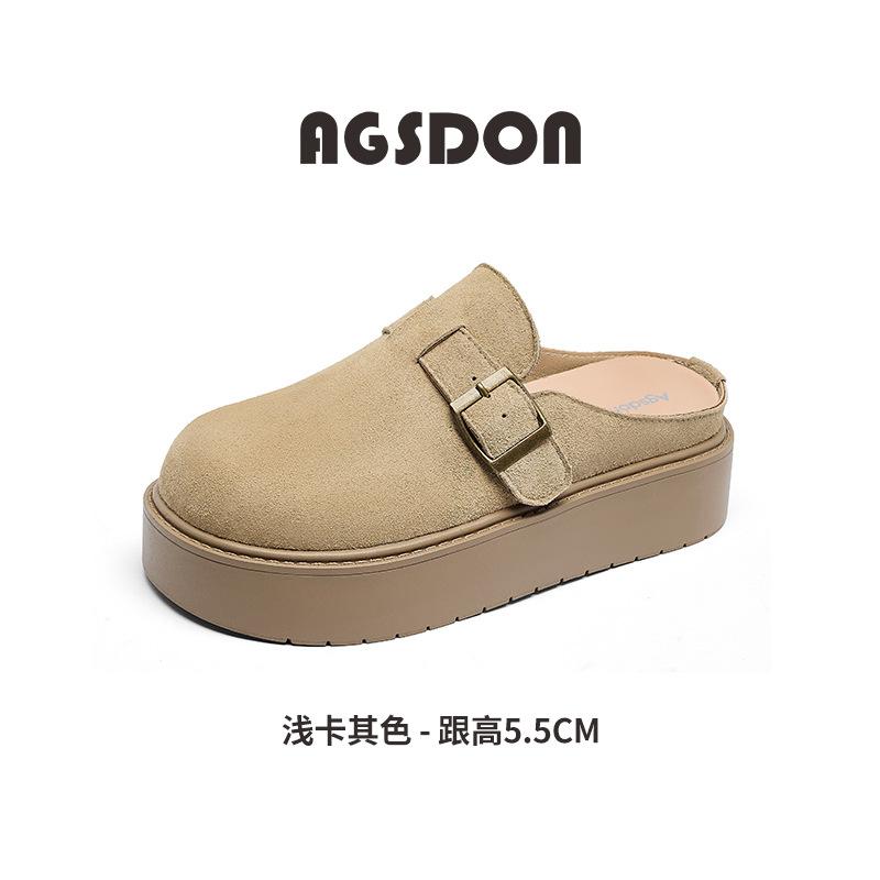 Augustus Deng Boken Half Slippers Women's 2025 New Summer Platform One-pedal Bag Head Slippers Wear Boken Shoes