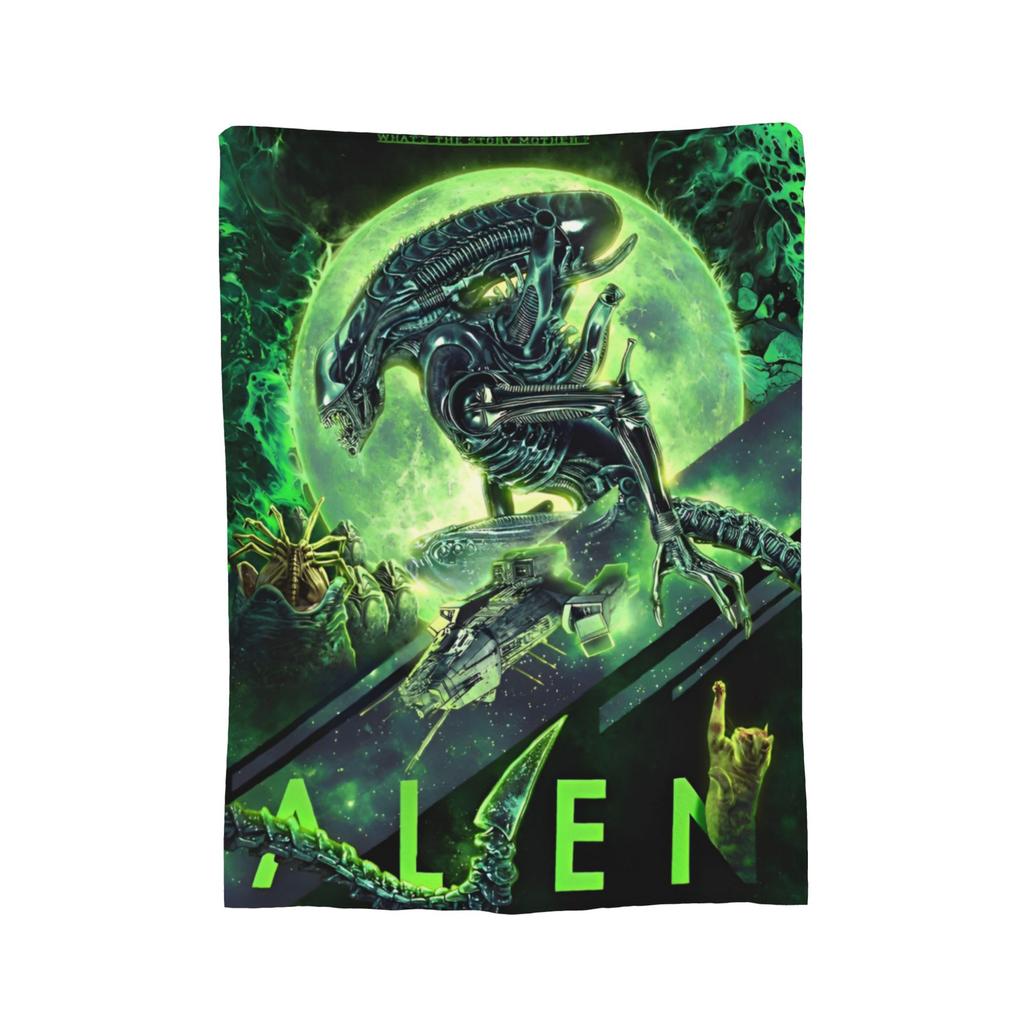 Aliens 45th Anniversary Xenomorph Blanket Coral Fleece Plush Textile Decor Space Multi-function Throw Blanket for Bedding Quilt