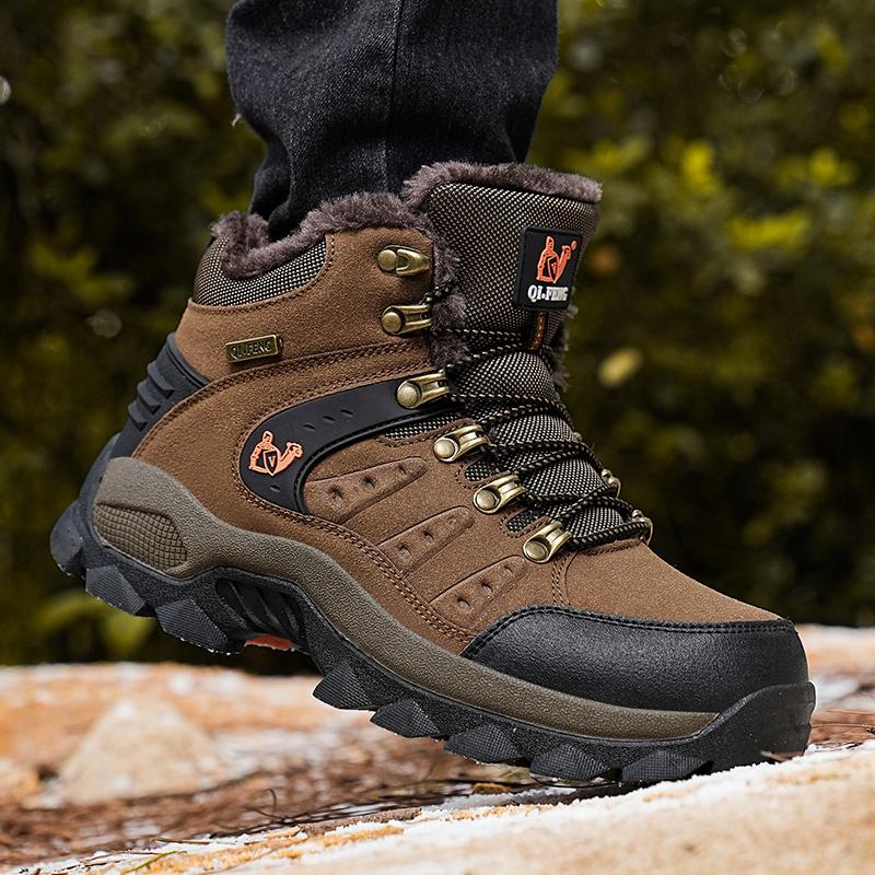 Fashion Plus Size Winter Men Women Ankle Boots Outdoor Sports Hiking Shoes Warm Plush Inner Footwear Classic Trekking For Man Sneakers