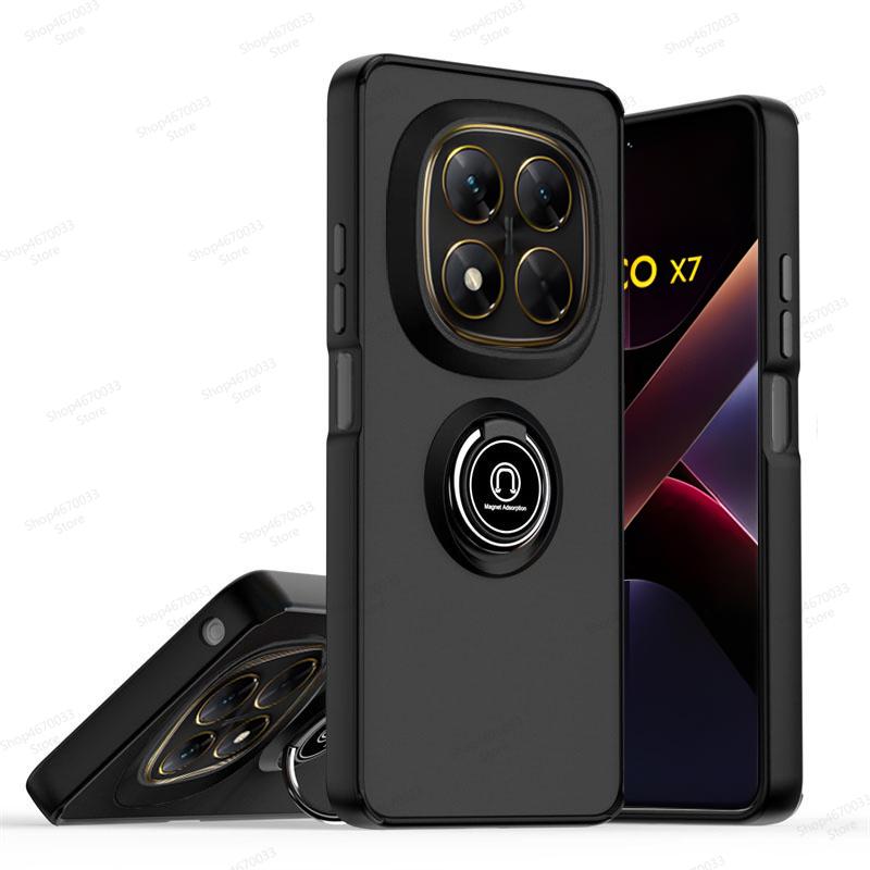 Magnetic Ring Holder Phone Case For POCO X7 M6 F6 X6 Pro X4 F4 GT X3 NFC Matte Armor Cover For POCO F5 X5 X4 M4 M3 X3 Pro F3
