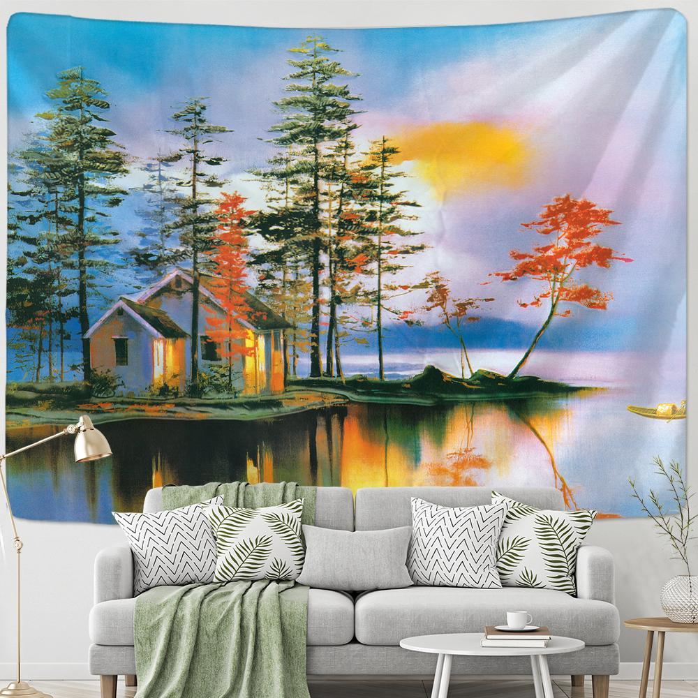 

Эстетика в стиле бохо, украшение для комнаты, парусная лодка, картина маслом, гобелен, настенное искусство 100x75cm