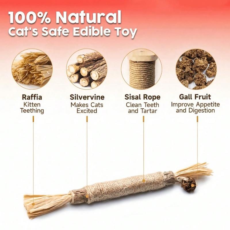 Cat Toys Cat Wooden Polygonum Teeth Grinding Stick Kitten Self Fun Worms Gall Fruit Teasing Stick Teeth Cleaning Pet Supplies Wooden Heavenly Fire