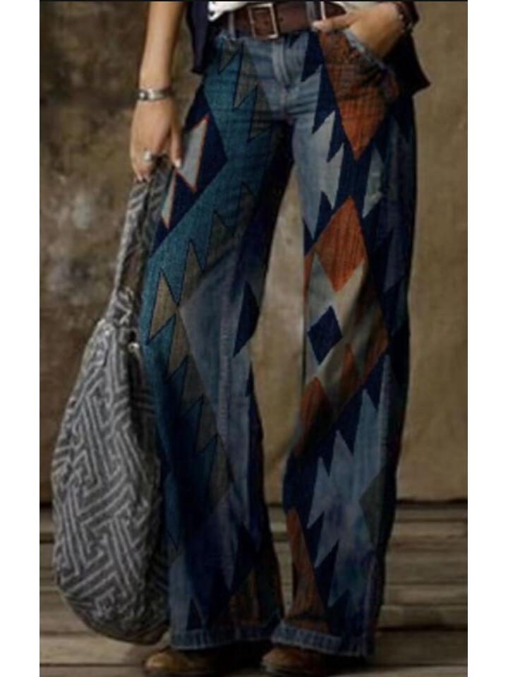 

Европейские и американские женские повседневные джинсы большого размера с широкими штанинами Large