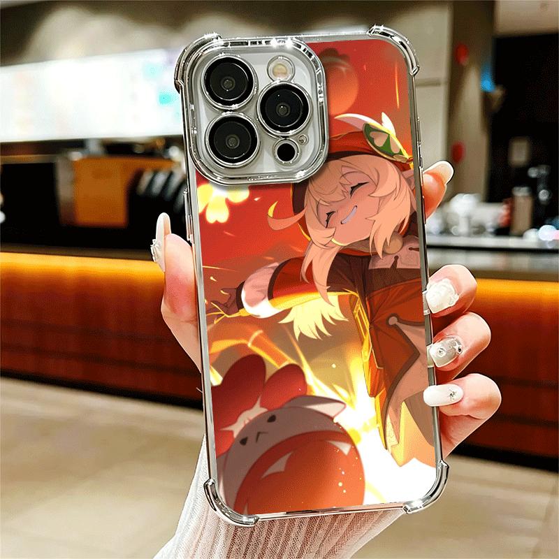 Genshin Impact Klee Plating Phone Case For Iphone 16 17 Pro Max Air 16E 14 15 Plus 12 13 Mini Anti-Fall Airabag Cover