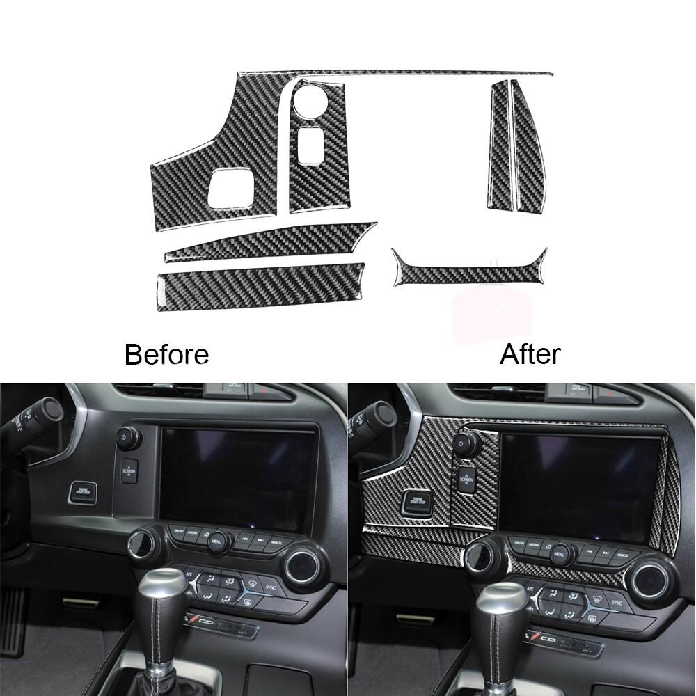 Real Carbon Fiber Center Control Decorative Trim Cover For Chevrolet Corvette C7