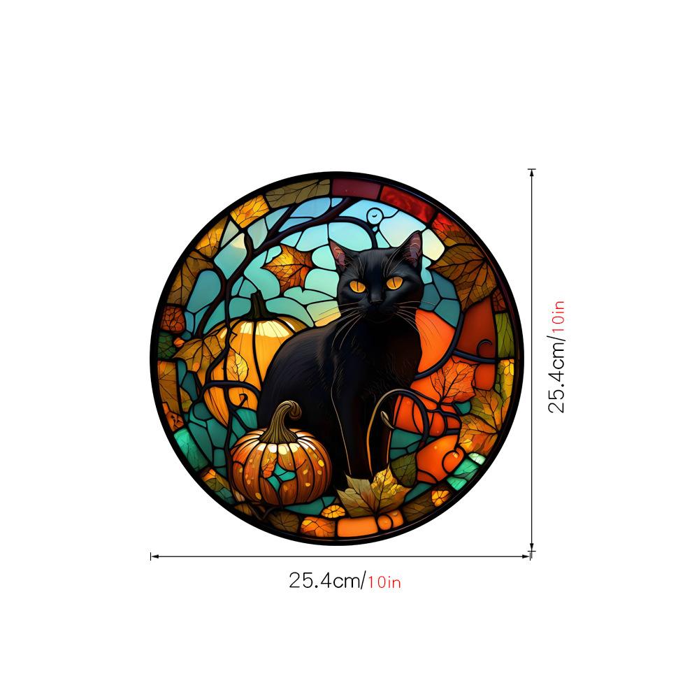 New Halloween Colorful Horror Castle Cat Static PVC Window Glass Stickers Decorations Removable Party Garden Home Decoration