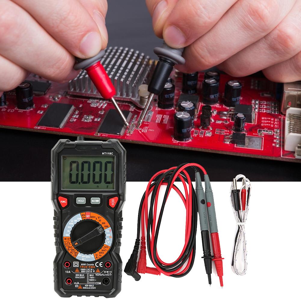 Multimeter Meter 6000 Count Digital Automatic Range True Effective Value Ammeter HT118C