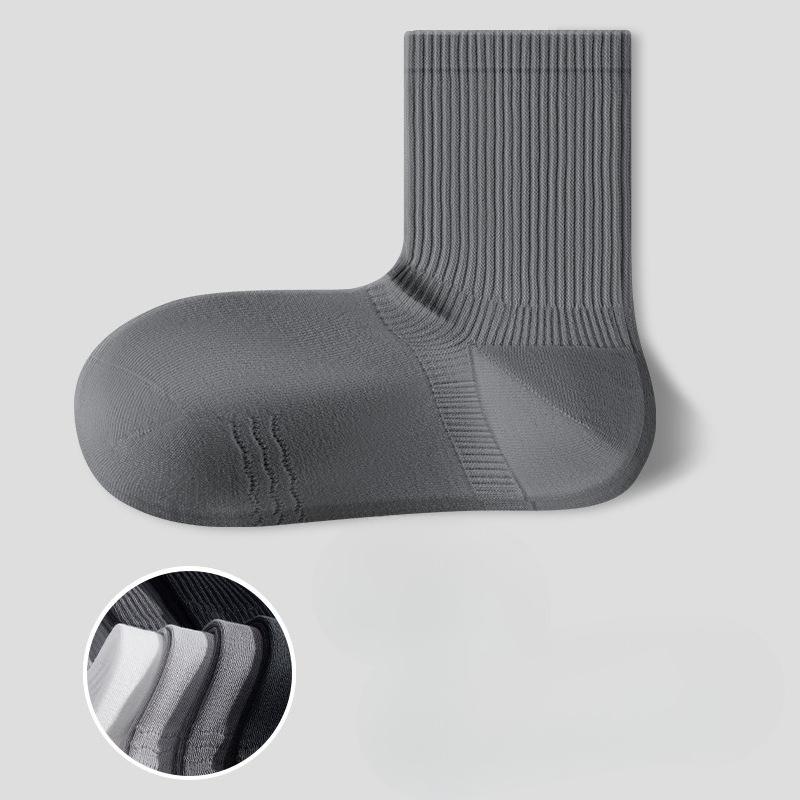Men's Summer Thin Breathable and Sweat Absorbing 7a Antibacterial Non Constricting Mid-calf Cotton Socks