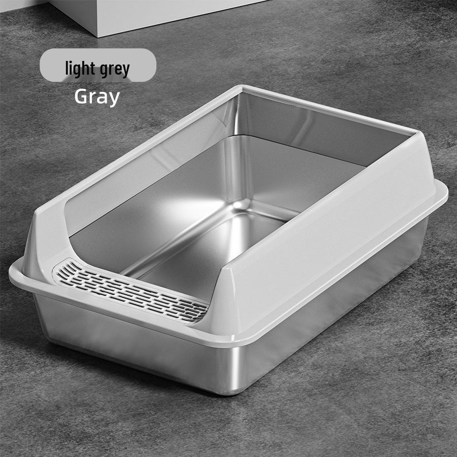 

Очень большой полузакрытый кошачий лоток из нержавеющей стали 50x35x20 cm серый