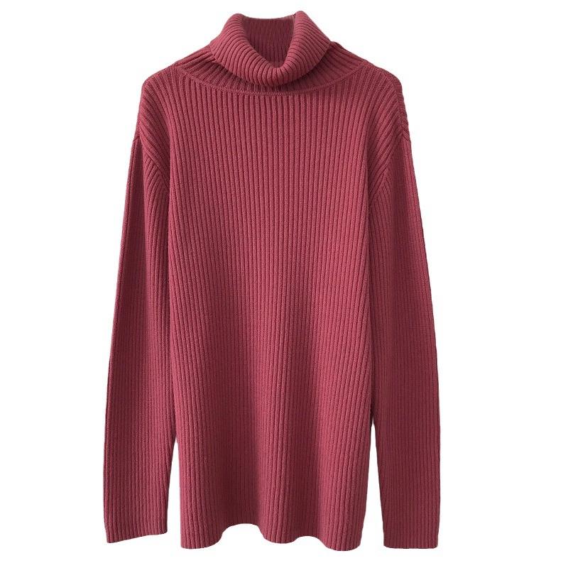 Autumn and Winter Turtleneck Thickened Pit Sweater Women's Large Size Loose Lazy Style Retro Thin Knitted Bottoming Shirt Women