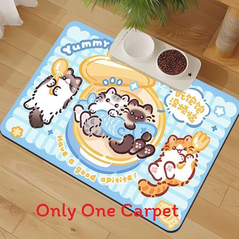 Cute Animal Silicone Diatomite Spillproof Pet Feeding Mat For Dining And Feeding
